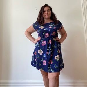 Royal blue dress with large floral print